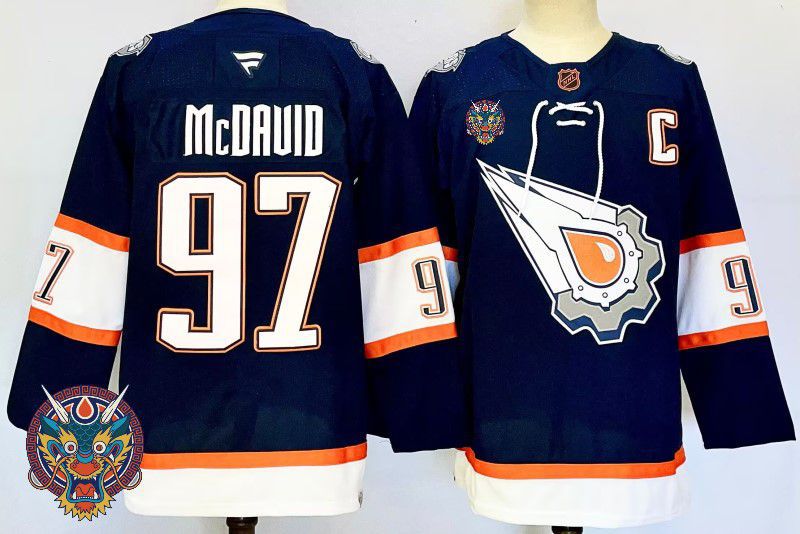 Men Edmonton Oilers 97 Mcdavid Drak Blue Fanatics 2025 NHL Jersey style 4